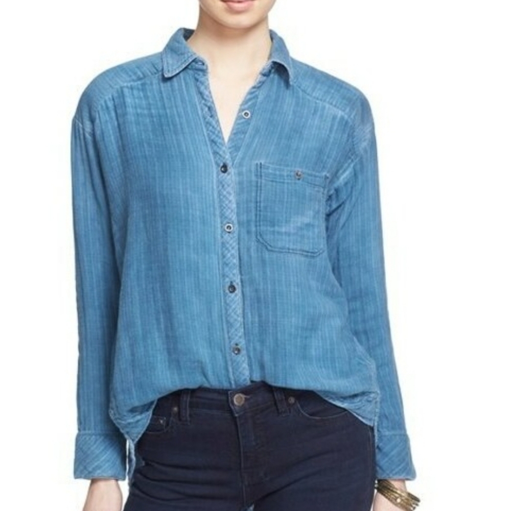 Free People Blue Blouse